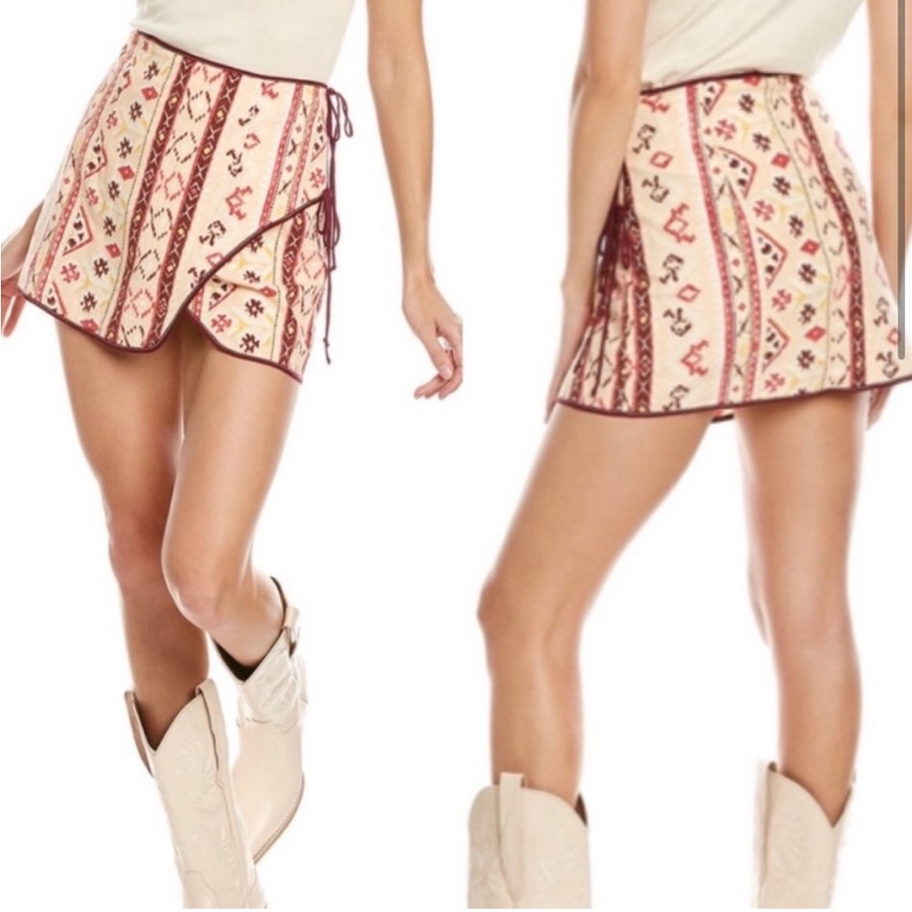Free People Boho Tribal Wrap Mini Skirt 12